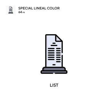 Özel doğrusal renk simgesini listele. Web mobil UI ögesi için resimleme sembolü tasarım şablonu. Düzenlenebilir vuruş üzerine mükemmel renk modern pictogram.