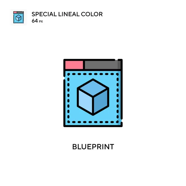 Blueprint Ícone Cor Linear Especial Modelo Design Símbolo Ilustração Para — Vetor de Stock