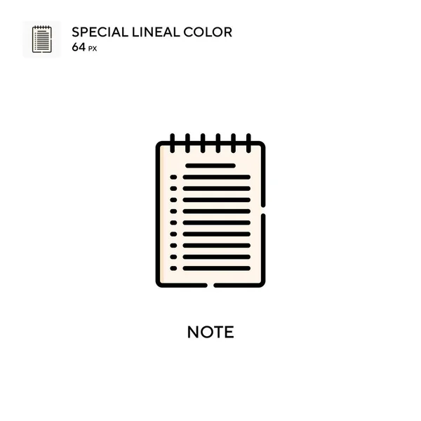 Nota Icono Especial Color Lineal Plantilla Diseño Símbolo Ilustración Para — Vector de stock