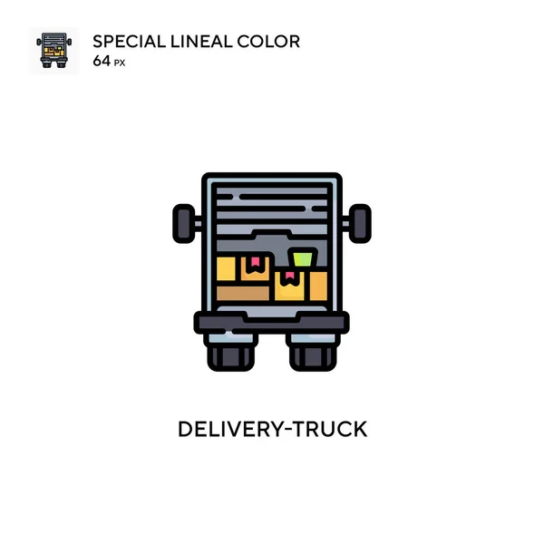 Delivery Truck Icono Especial Color Lineal Plantilla Diseño Símbolo Ilustración — Vector de stock