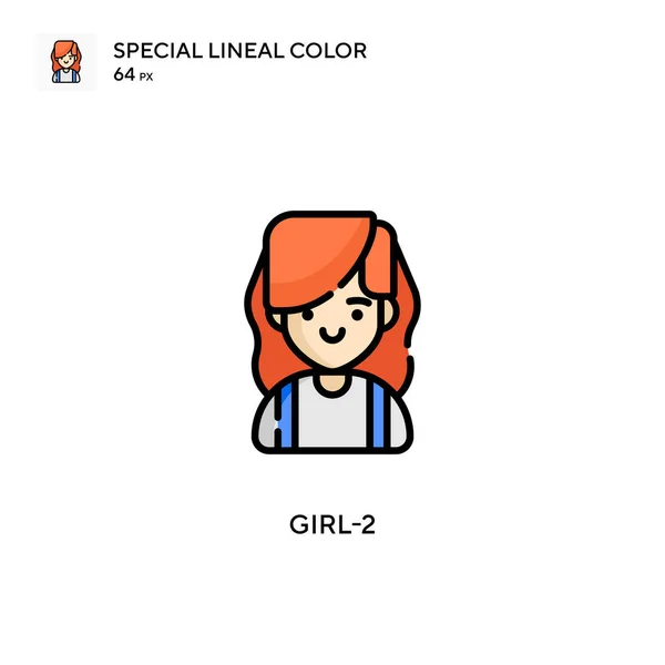 Girl Special Lineal Color Icon Šablona Návrhu Symbolu Ilustrace Pro — Stockový vektor