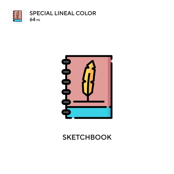 Sketchbook Ícone Cor Linear Especial Modelo Design Símbolo Ilustração Para —  Vetores de Stock