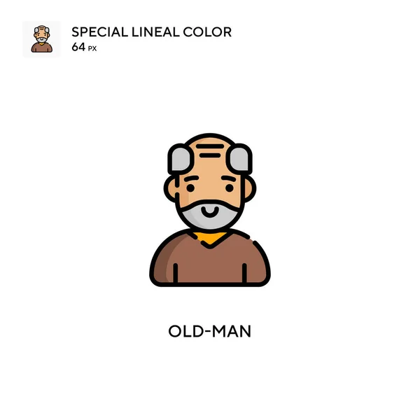 Old Man Ícone Cor Linear Especial Modelo Design Símbolo Ilustração — Vetor de Stock