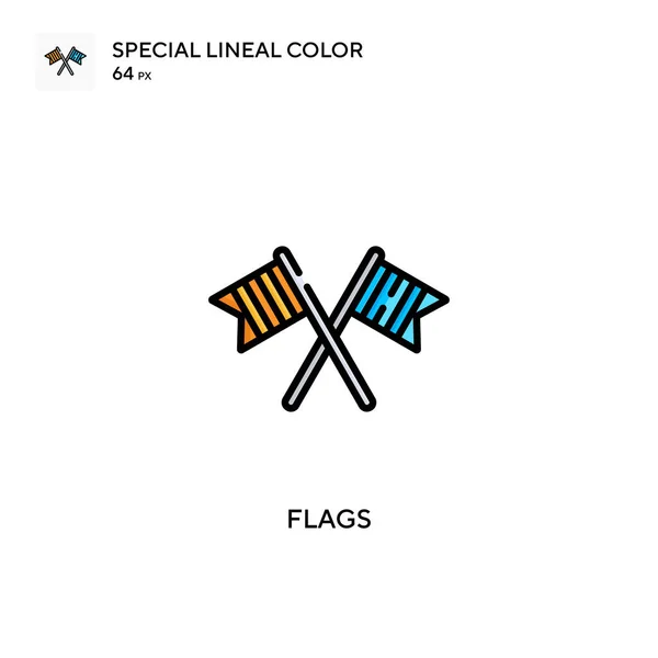 Bandeiras Ícone Cor Linear Especial Modelo Design Símbolo Ilustração Para —  Vetores de Stock