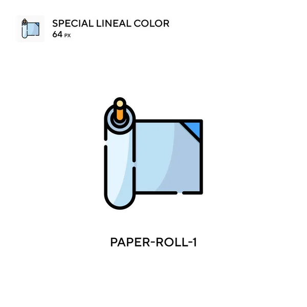 Paper Roll Ícone Cor Linear Especial Modelo Design Símbolo Ilustração — Vetor de Stock