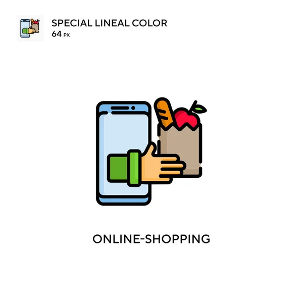 Compras Online Ícone Cor Linear Especial Modelo Design Símbolo Ilustração — Vetor de Stock