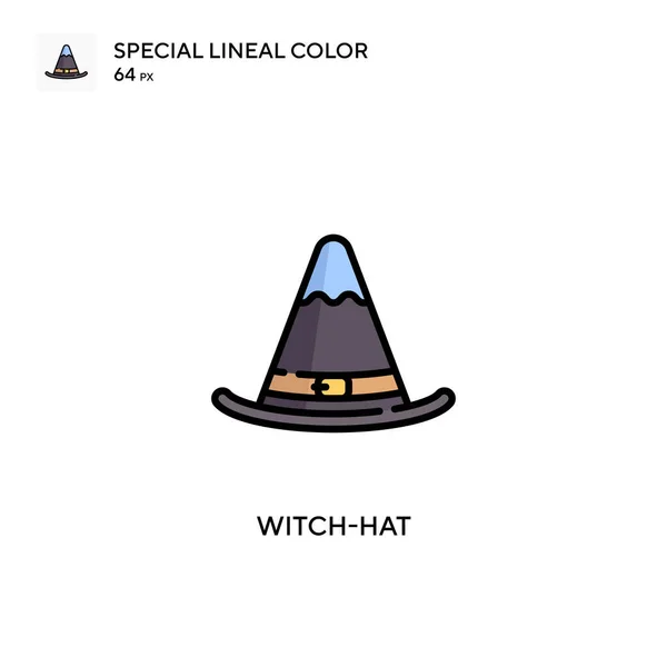 Sombrero Bruja Icono Especial Color Lineal Plantilla Diseño Símbolo Ilustración — Vector de stock