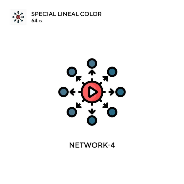 Network 4特殊的线形彩色图标 Web移动Ui元素的说明性符号设计模板 关于可编辑笔画的完美色彩现代象形文字 — 图库矢量图片