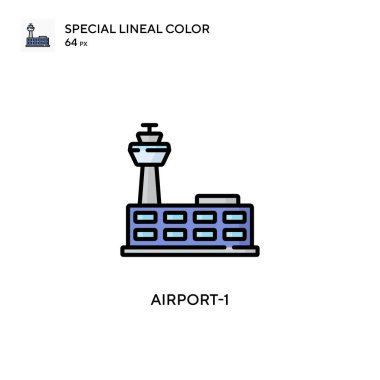 Havaalanı-1 özel hat renk simgesi. Web mobil UI ögesi için resimleme sembolü tasarım şablonu. Düzenlenebilir vuruş üzerine mükemmel renk modern pictogram.