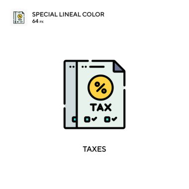 Vergi özel renk simgesi. Web mobil UI ögesi için resimleme sembolü tasarım şablonu. Düzenlenebilir vuruş üzerine mükemmel renk modern pictogram.