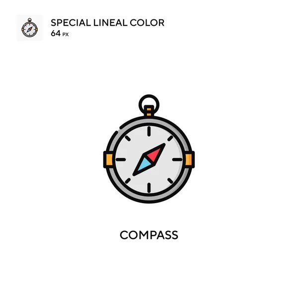 Kompas Ikony Speciální Lineární Barvy Šablona Návrhu Symbolu Ilustrace Pro — Stockový vektor