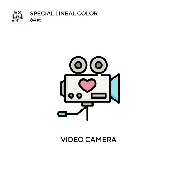 Caméra Vidéo Icône Spéciale Couleur Linéaire Modèle Conception Symbole Illustration — Image vectorielle