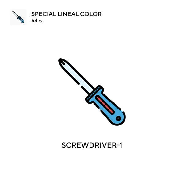 Screwdriver 1特殊的直线颜色图标 Web移动Ui元素的说明性符号设计模板 关于可编辑笔画的完美色彩现代象形文字 — 图库矢量图片