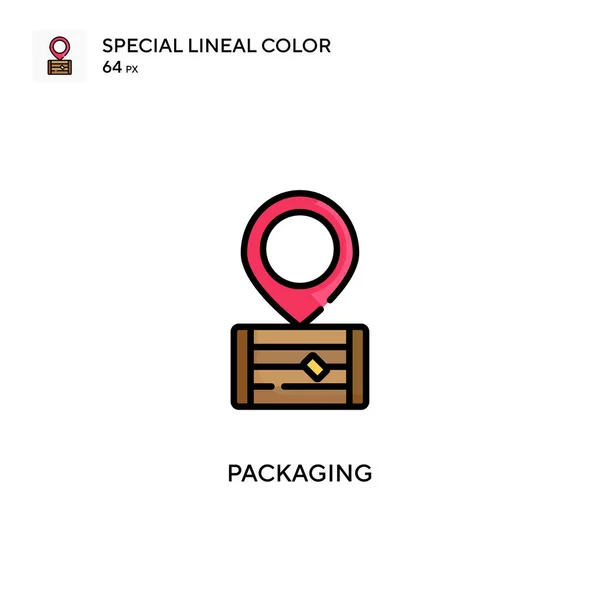 Embalagem Ícone Cor Linear Especial Modelo Design Símbolo Ilustração Para —  Vetores de Stock