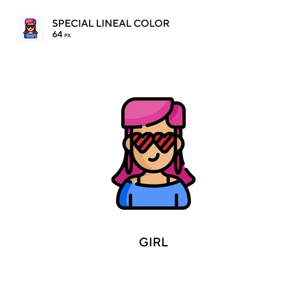 Girl Special Lineal Χρώμα Εικονίδιο Εικονογράφηση Πρότυπο Σχεδιασμού Συμβόλων Για — Διανυσματικό Αρχείο