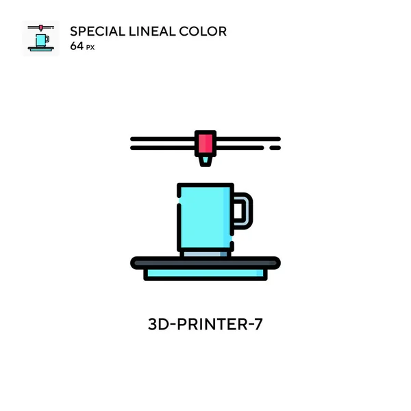 3D打印机 7特殊线形彩色图标 Web移动Ui元素的说明性符号设计模板 关于可编辑笔画的完美色彩现代象形文字 — 图库矢量图片