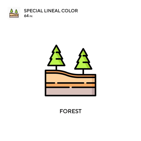 森林的特殊线条色彩图标 Web移动Ui元素的说明性符号设计模板 关于可编辑笔画的完美色彩现代象形文字 — 图库矢量图片