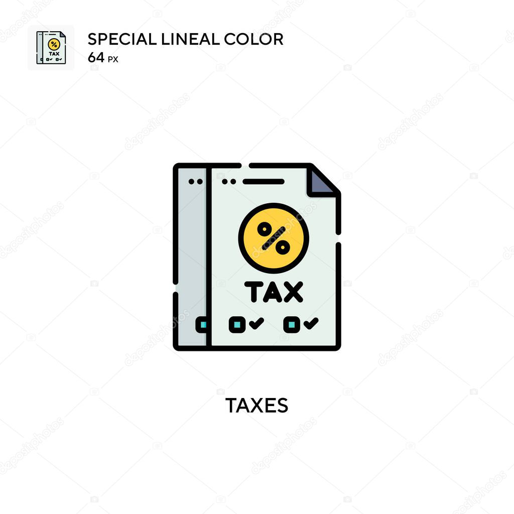 Taxes Special lineal color icon. Illustration symbol design template for web mobile UI element. Perfect color modern pictogram on editable stroke.