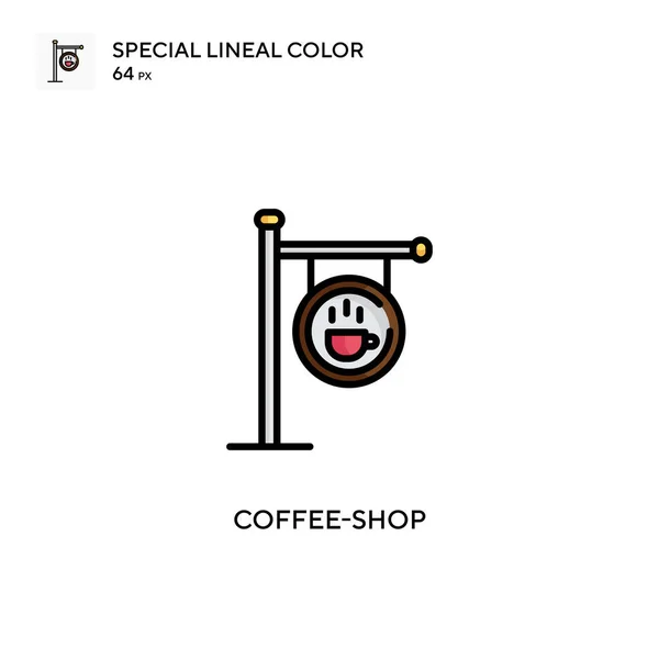 Kaffebutik Enkel Vektorikon Perfekt Färg Moderna Piktogram Redigerbar Stroke — Stock vektor
