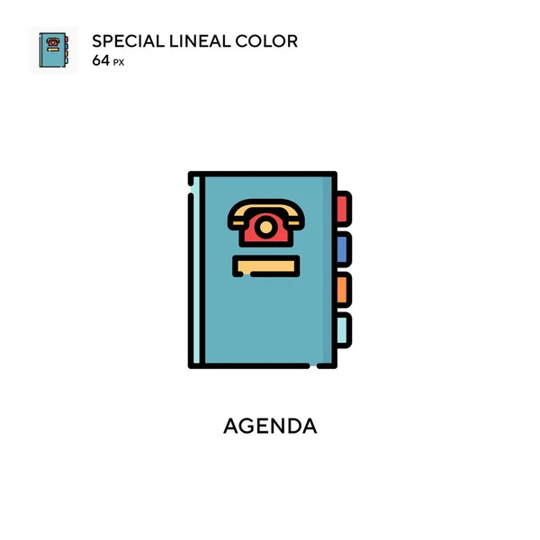 Agenda Icono Vector Simple Pictograma Moderno Color Perfecto Trazo Editable — Vector de stock