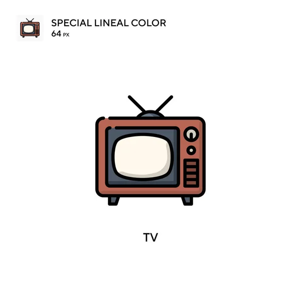 Tv简单向量图标 关于可编辑笔画的完美色彩现代象形文字 — 图库矢量图片