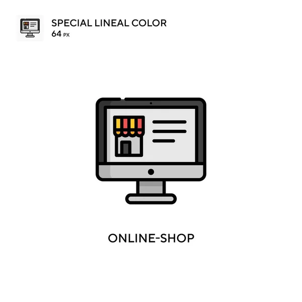 Tienda Online Icono Vector Simple Pictograma Moderno Color Perfecto Trazo — Archivo Imágenes Vectoriales