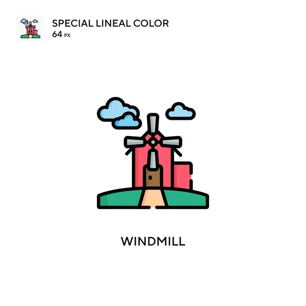 Windmühle Einfaches Vektorsymbol Perfekte Farbe Modernes Piktogramm Auf Editierbarem Strich — Stockvektor