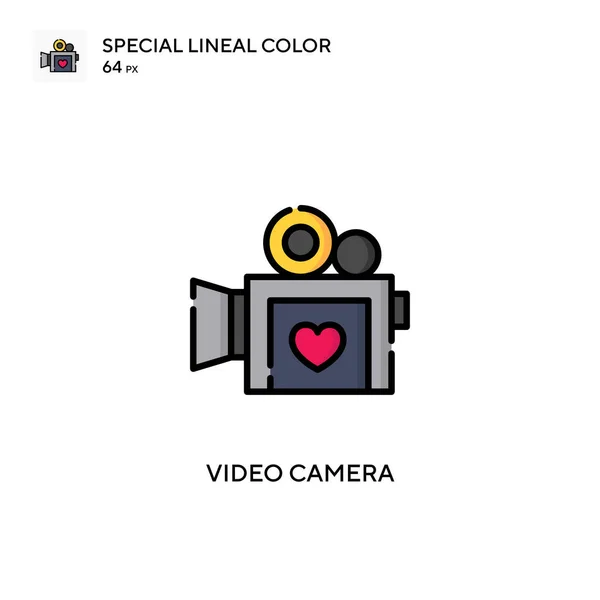 ビデオカメラシンプルなベクトルアイコン 編集可能なストローク上の完璧な色現代ピクトグラム — ストックベクタ