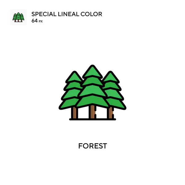 森林简单向量图标 关于可编辑笔画的完美色彩现代象形文字 — 图库矢量图片