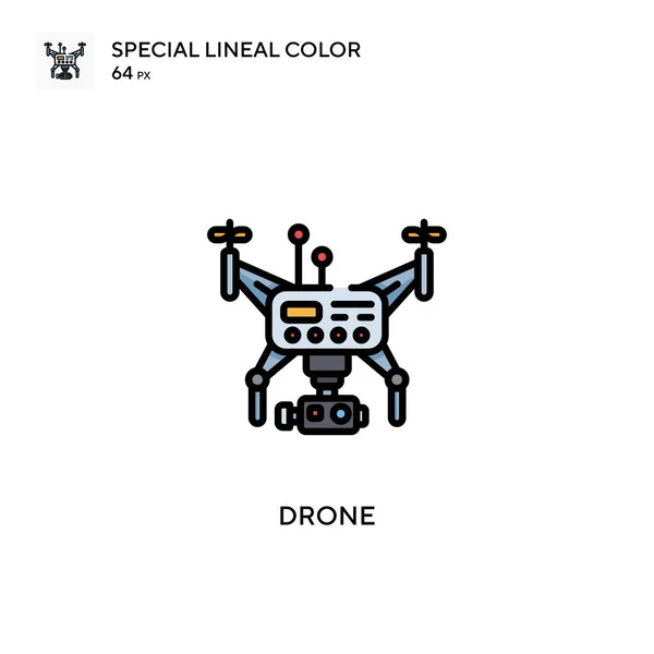 Drone Icono Vector Simple Pictograma Moderno Color Perfecto Trazo Editable — Vector de stock