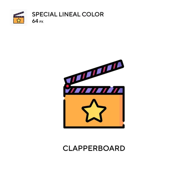 Clapperboard Ícone Vetorial Simples Pictograma Moderno Cor Perfeita Curso Editável —  Vetores de Stock