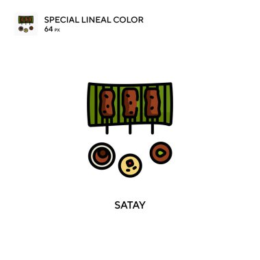 Satay Basit vektör simgesi. Düzenlenebilir vuruş üzerine mükemmel renk modern pictogram.