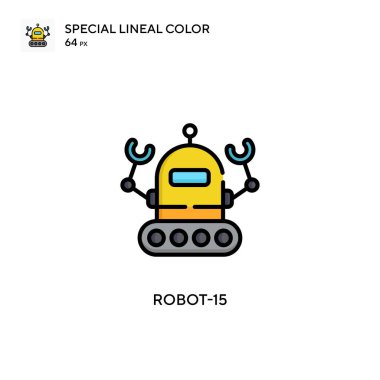 Robot-15 basit vektör simgesi. Düzenlenebilir vuruş üzerine mükemmel renk modern pictogram.