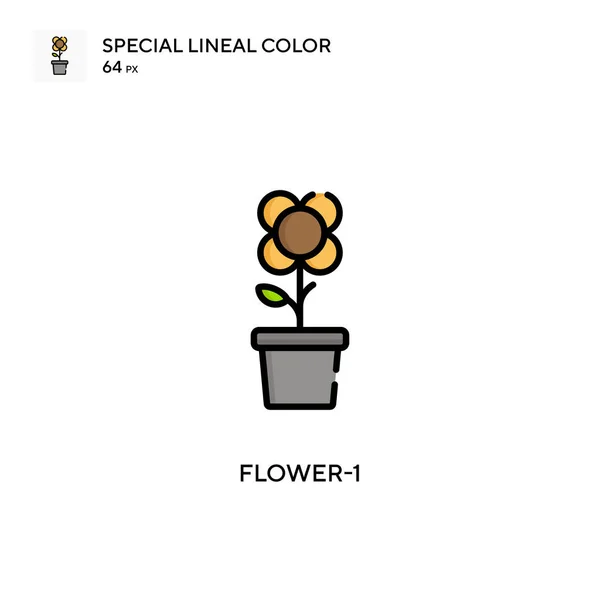 Flower 1简单向量图标 关于可编辑笔画的完美色彩现代象形文字 — 图库矢量图片