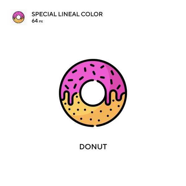 Donut Icono Vector Simple Pictograma Moderno Color Perfecto Trazo Editable — Vector de stock