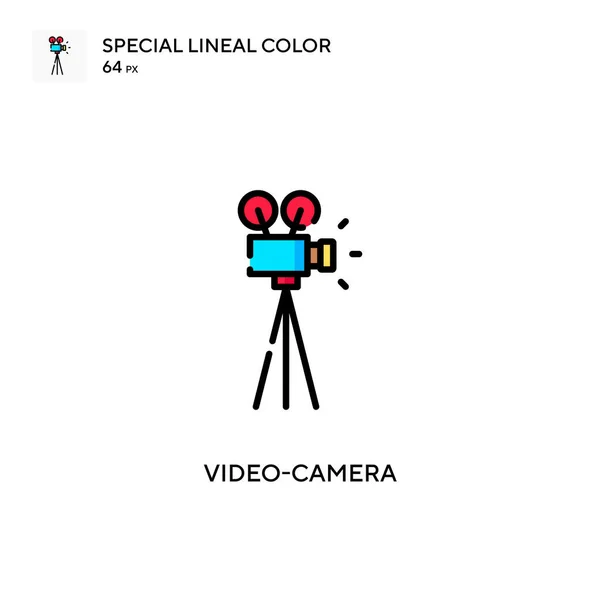ビデオカメラシンプルなベクトルアイコン 編集可能なストローク上の完璧な色現代ピクトグラム — ストックベクタ