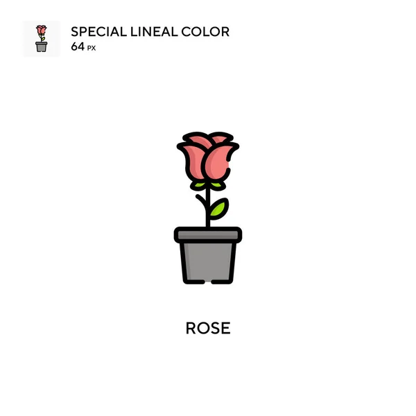 Ícone Vetorial Rose Simple Pictograma Moderno Cor Perfeita Curso Editável —  Vetores de Stock