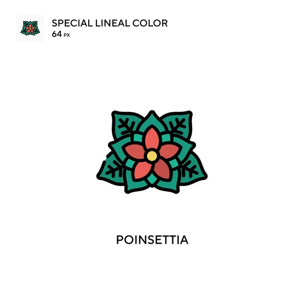 Poinsettia简单向量图标 关于可编辑笔画的完美色彩现代象形文字 — 图库矢量图片