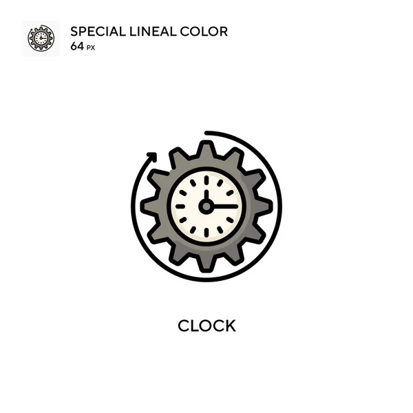 Reloj Icono Vector Simple Pictograma Moderno Color Perfecto Trazo Editable — Vector de stock