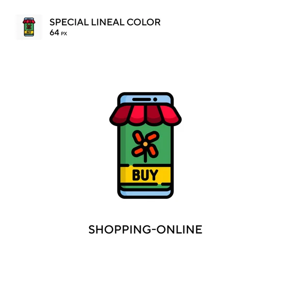 Shopping Online Ícone Vetorial Simples Pictograma Moderno Cor Perfeita Curso — Vetor de Stock