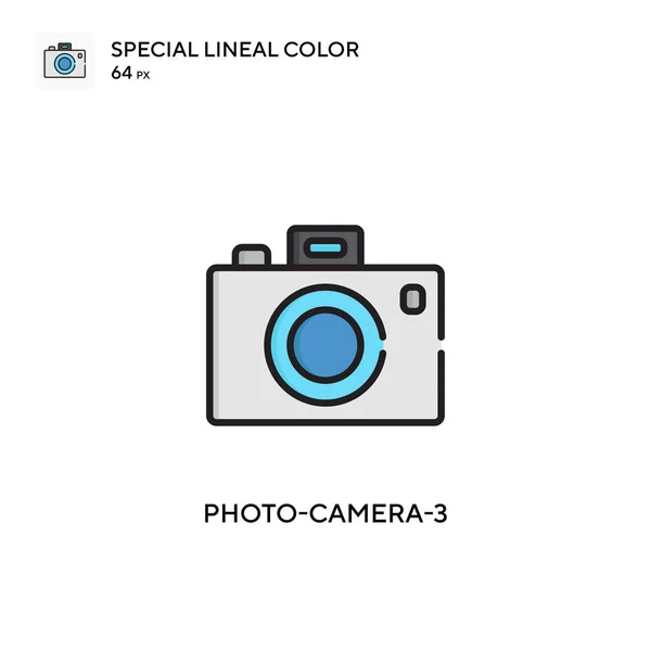 Photo Camera 3简单向量图标 关于可编辑笔画的完美色彩现代象形文字 — 图库矢量图片