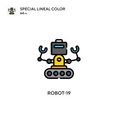 Robot-19 Basit vektör simgesi. Düzenlenebilir vuruş üzerine mükemmel renk modern pictogram.