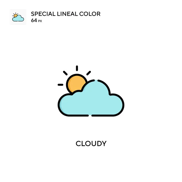 Cloudy Jednoduchý Vektor Ikona Perfektní Barva Moderní Piktogram Upravitelný Tah — Stockový vektor