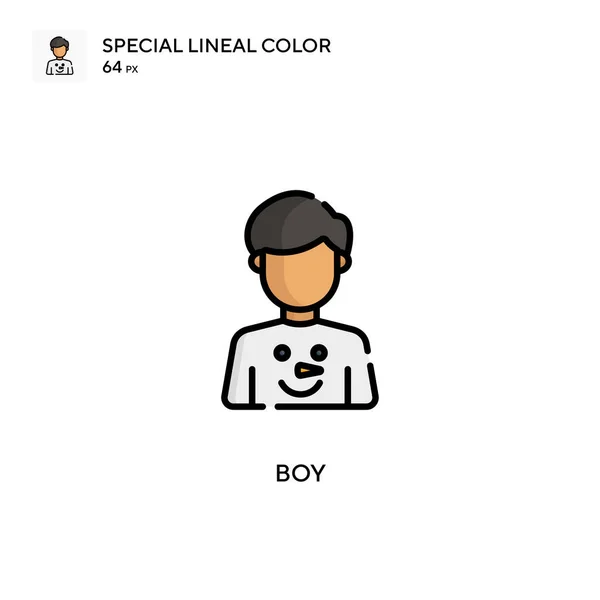 男の子シンプルなベクトルアイコン 編集可能なストローク上の完璧な色現代ピクトグラム — ストックベクタ