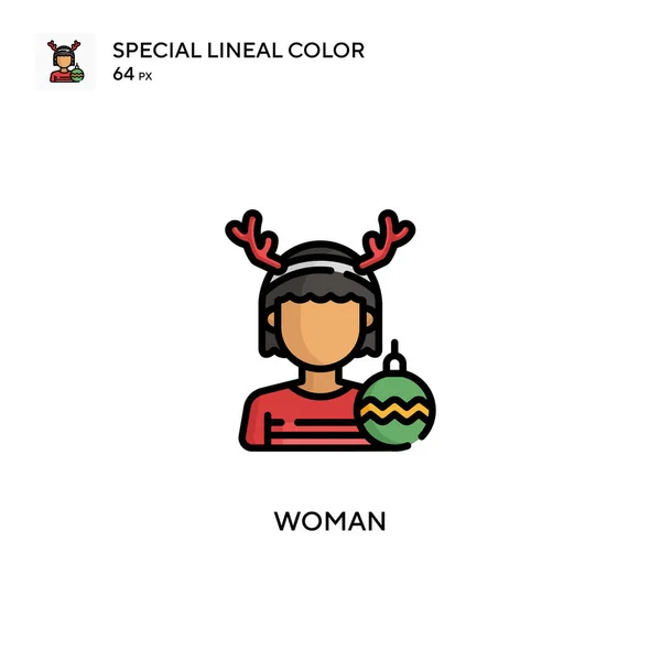 Женщина Простой Векторный Значок Идеальный Цвет Современной Пиктограммы Редактируемый Штрих — стоковый вектор