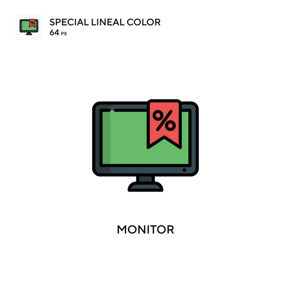 Monitor Ícone Vetorial Simples Pictograma Moderno Cor Perfeita Curso Editável — Vetor de Stock