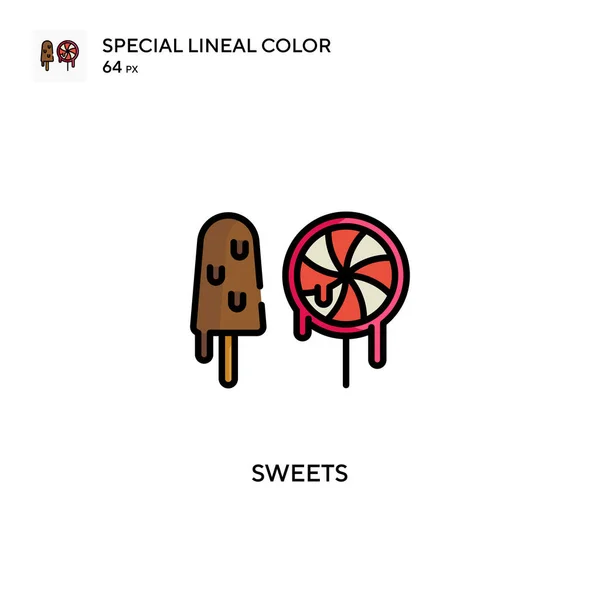 Dulces Icono Vector Simple Pictograma Moderno Color Perfecto Trazo Editable — Vector de stock