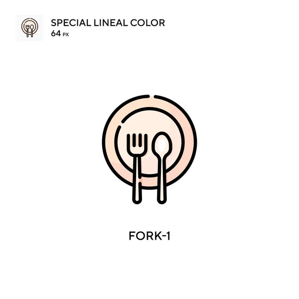 Fork Icono Vector Simple Pictograma Moderno Color Perfecto Trazo Editable — Vector de stock