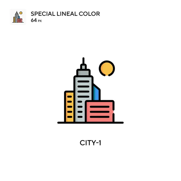 City 1简单向量图标 关于可编辑笔画的完美色彩现代象形文字 — 图库矢量图片