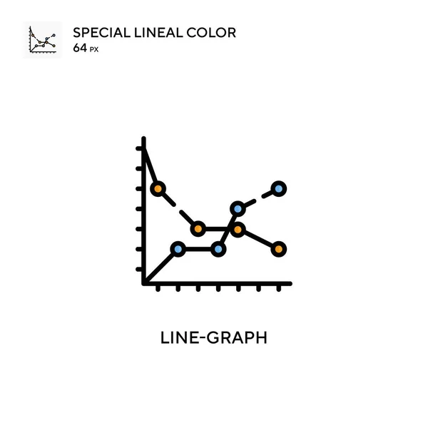 Line Graph Icono Vector Simple Pictograma Moderno Color Perfecto Trazo — Archivo Imágenes Vectoriales